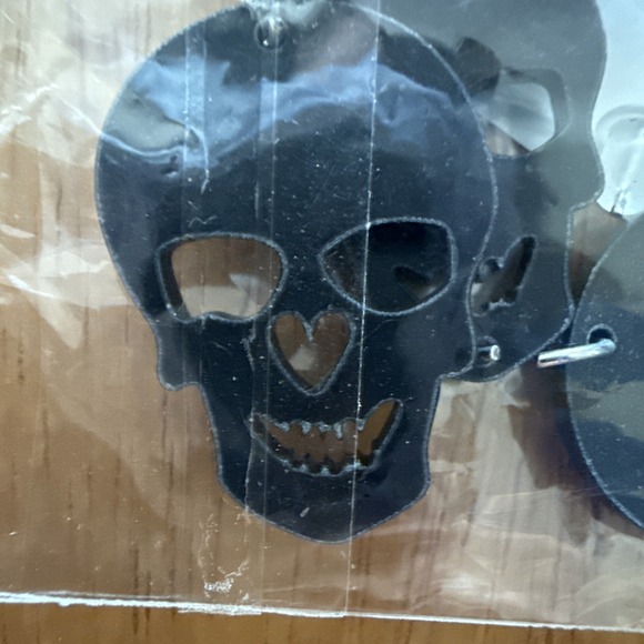 The Unbranded Brand Jewelry - Black Skull Hard Plastic Earrings Lot Of 3 Gothic Skeletons Whimsical Jewelry